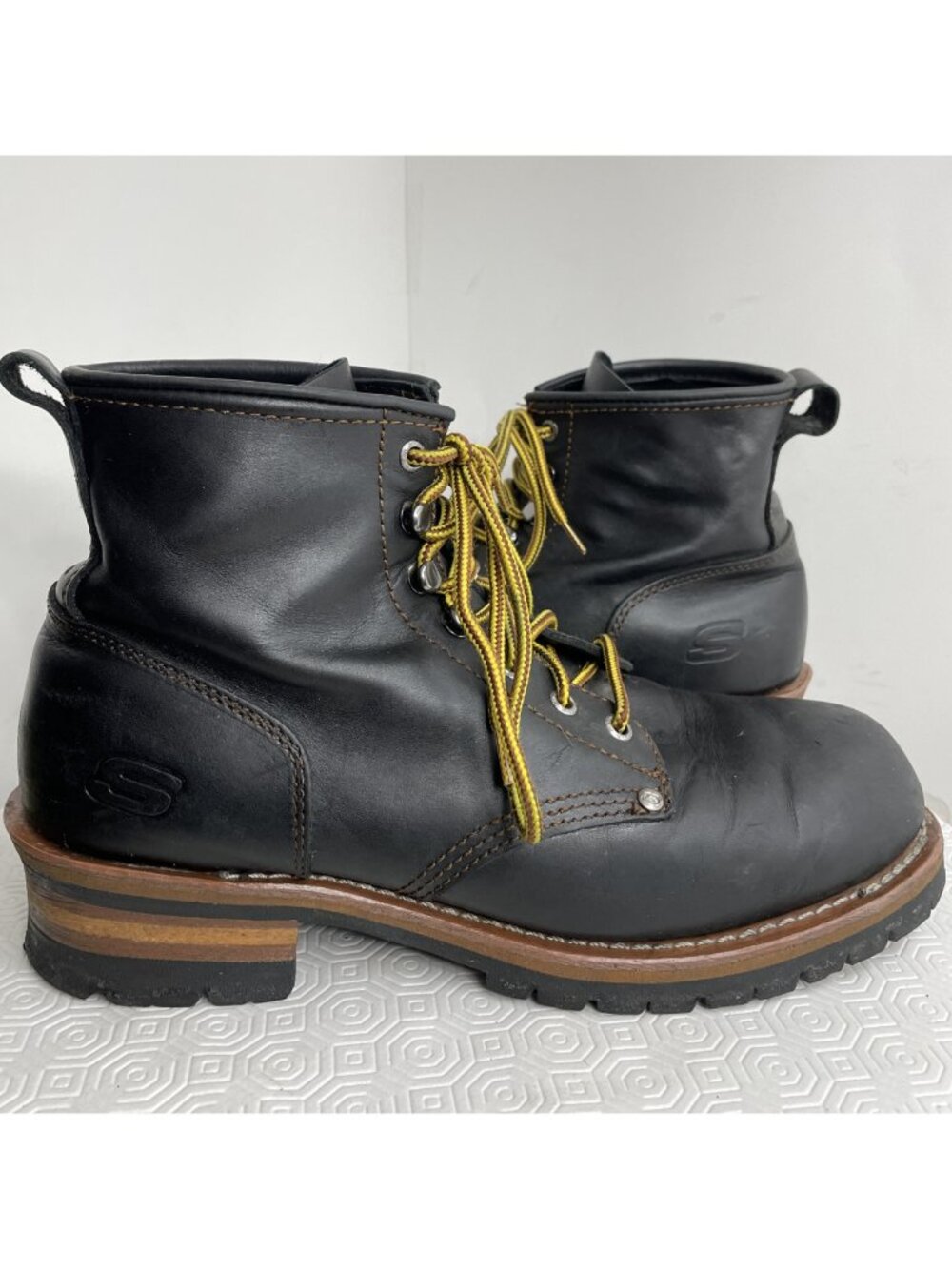 Skechers Logger Combat Work Boot Composite Safety Toe Waterproof Black Men's 12